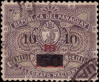 Paraguay 1900 Telegraph stamp with overprint-Stamps-Paraguay-StampPhenom