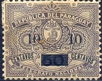 Paraguay 1900 Telegraph stamp with overprint-Stamps-Paraguay-StampPhenom