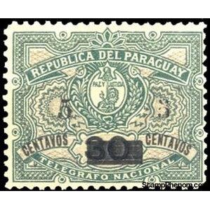 Paraguay 1900 Telegraph stamp with overprint-Stamps-Paraguay-StampPhenom