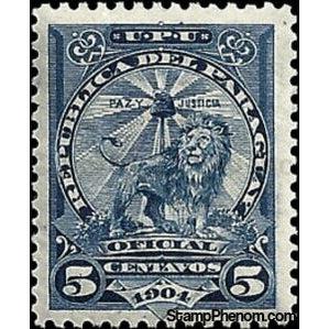 Paraguay 1906 Sentinel Lion at Rest - OFICIAL issue-Stamps-Paraguay-StampPhenom