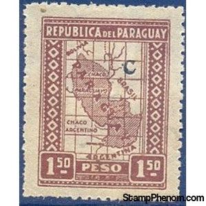 Paraguay 1927 Map with blue "C" overprint-Stamps-Paraguay-Mint-StampPhenom