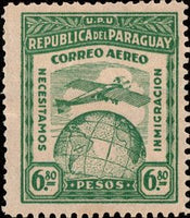 Paraguay 1930 Globe and airplane-Stamps-Paraguay-Mint-StampPhenom