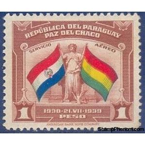 Paraguay 1939 Flags of Paraguay and Bolivia-Stamps-Paraguay-Mint-StampPhenom