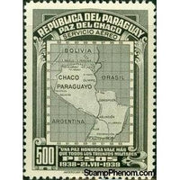 Paraguay 1939 Map of Paraguay with New Chaco Boundrey-Stamps-Paraguay-Mint-StampPhenom