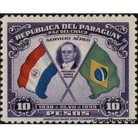 Paraguay 1939 President Vargas; Flags of Paraguay and Brazil-Stamps-Paraguay-Mint-StampPhenom