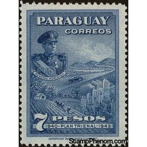 Paraguay 1943 Pres. Higinio Morinigo- Industriy and Agriculture-Stamps-Paraguay-Mint-StampPhenom