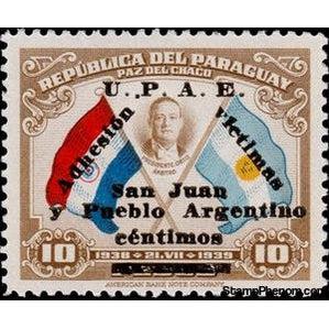 Paraguay 1944 Help for the earthquake victims of San Juan-Stamps-Paraguay-Mint-StampPhenom