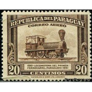 Paraguay 1944 Locomotive of the first paraguayan train-Stamps-Paraguay-Mint-StampPhenom