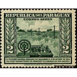 Paraguay 1945 Commemoration of the First National Telegraph-Stamps-Paraguay-Mint-StampPhenom