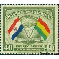 Paraguay 1945 Flags of Paraguay and Bolivia-Stamps-Paraguay-Mint-StampPhenom