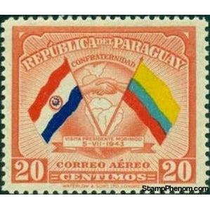 Paraguay 1945 Flags of Paraguay and Ecuador-Stamps-Paraguay-Mint-StampPhenom