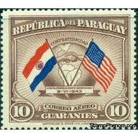 Paraguay 1945 Flags of Paraguay and United states-Stamps-Paraguay-Mint-StampPhenom