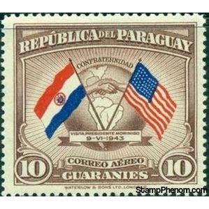 Paraguay 1945 Flags of Paraguay and United states-Stamps-Paraguay-Mint-StampPhenom