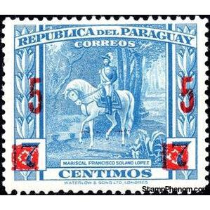 Paraguay 1945 Marschall Fr. S. Lopez (1827-1870) - Surcharged-Stamps-Paraguay-Mint-StampPhenom