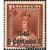 Paraguay 1946 Our Lady of Asuncion with overprint "1946" and new value-Stamps-Paraguay-Mint-StampPhenom