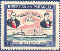 Paraguay 1949 Carlos Antonio López and J. N. González; Freighter "Paraguar-Stamps-Paraguay-Mint-StampPhenom