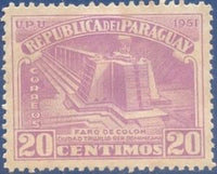 Paraguay 1952 Columbus Memorial Lighthouse / Mausoleum in Santo Domingo-Stamps-Paraguay-Mint-StampPhenom