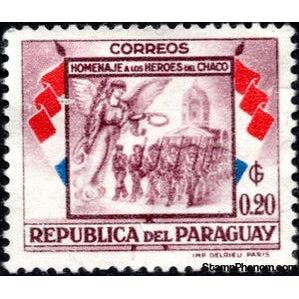 Paraguay 1957 Marching people in front of church-Stamps-Paraguay-Mint-StampPhenom