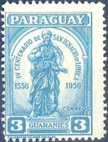 Paraguay 1958 Wooden statue of St. Ignatius-Stamps-Paraguay-Mint-StampPhenom