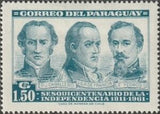 Paraguay 1961 Caballero, Francia and Yegros, revolutionary leaders-Stamps-Paraguay-Mint-StampPhenom