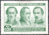 Paraguay 1961 Caballero, Francia and Yegros, revolutionary leaders-Stamps-Paraguay-Mint-StampPhenom