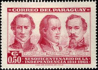 Paraguay 1961 Caballero, Francia and Yegros, revolutionary leaders-Stamps-Paraguay-StampPhenom