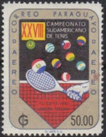 Paraguay 1961 Tenis Racket and Balls in Flag Colors-Stamps-Paraguay-Mint-StampPhenom