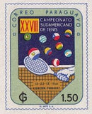 Paraguay 1961 Tenis Racket and Balls in Flag Colors-Stamps-Paraguay-Mint-StampPhenom