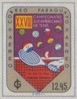 Paraguay 1961 Tenis Racket and Balls in Flag Colors-Stamps-Paraguay-Mint-StampPhenom