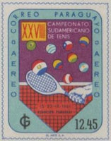 Paraguay 1961 Tenis Racket and Balls in Flag Colors-Stamps-Paraguay-Mint-StampPhenom