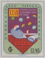 Paraguay 1961 Tenis Racket and Balls in Flag Colors-Stamps-Paraguay-Mint-StampPhenom