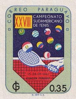 Paraguay 1961 Tenis Racket and Balls in Flag Colors-Stamps-Paraguay-Mint-StampPhenom