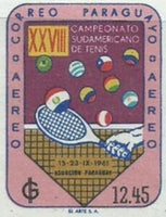 Paraguay 1961 Tenis Racket and Balls in Flag Colors-Stamps-Paraguay-Mint-StampPhenom