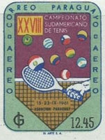 Paraguay 1961 Tenis Racket and Balls in Flag Colors-Stamps-Paraguay-Mint-StampPhenom