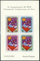 Paraguay 1961 Tenis Racket and Balls in Flag Colors-Stamps-Paraguay-Mint-StampPhenom