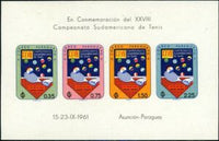 Paraguay 1961 Tenis Racket and Balls in Flag Colors-Stamps-Paraguay-Mint-StampPhenom