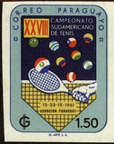 Paraguay 1961 Tenis Racket and Balls in Flag Colors-Stamps-Paraguay-Mint-StampPhenom