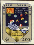 Paraguay 1961 Tenis Racket and Balls in Flag Colors-Stamps-Paraguay-Mint-StampPhenom