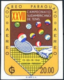 Paraguay 1961 Tenis Racket and Balls in Flag Colors-Stamps-Paraguay-Mint-StampPhenom