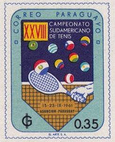 Paraguay 1961 Tenis Racket and Balls in Flag Colors-Stamps-Paraguay-Mint-StampPhenom