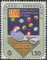 Paraguay 1961 Tenis Racket and Balls in Flag Colors-Stamps-Paraguay-Mint-StampPhenom