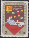 Paraguay 1961 Tenis Racket and Balls in Flag Colors-Stamps-Paraguay-Mint-StampPhenom