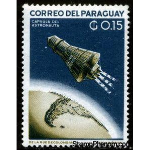 Paraguay 1962 Mercury during landing, globe with the southern tip of South-Stamps-Paraguay-Mint-StampPhenom