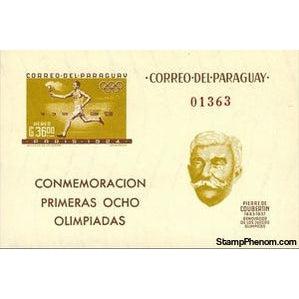 Paraguay 1963 Pierre de Coubertin (1863-1937),Torch runner-Stamps-Paraguay-Mint-StampPhenom