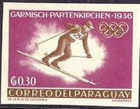 Paraguay 1963 Ski Runner-Stamps-Paraguay-Mint-StampPhenom