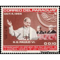 Paraguay 1965 Pope Paul VI, Visit to UN-Stamps-Paraguay-Mint-StampPhenom