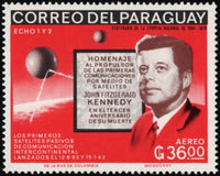 Paraguay 1966 Communications satellite Echo 1 and Echo 2; John F. Kennedy-Stamps-Paraguay-Mint-StampPhenom