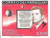 Paraguay 1966 Communications satellite Echo 1 and Echo 2; John F. Kennedy-Stamps-Paraguay-Mint-StampPhenom