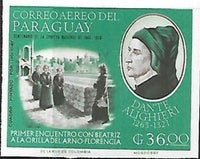 Paraguay 1966 Dante Alighieri (by Giotto) (1265-1321)-Stamps-Paraguay-Mint-StampPhenom