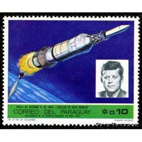 Paraguay 1969 Apollo 7 with launcher, Portrait of John F. Kennedy-Stamps-Paraguay-StampPhenom